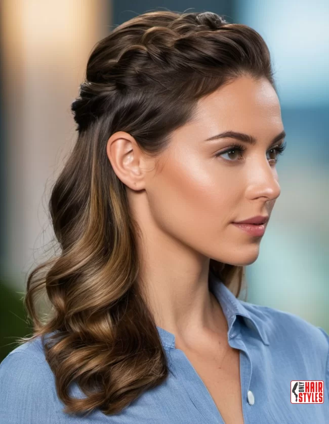 Half-Up Hairstyle | Low Maintenance Shoulder-Length Hairstyles For Thin Hair