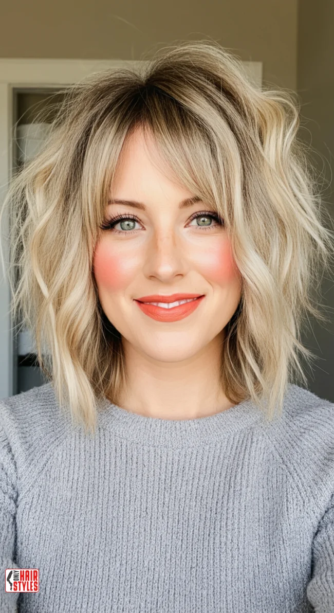 3. Blonde Shaggy Wolf Cut with Messy Bangs | 10 Daring Medium-Length Wolf Cut Ideas For An Edgy Look