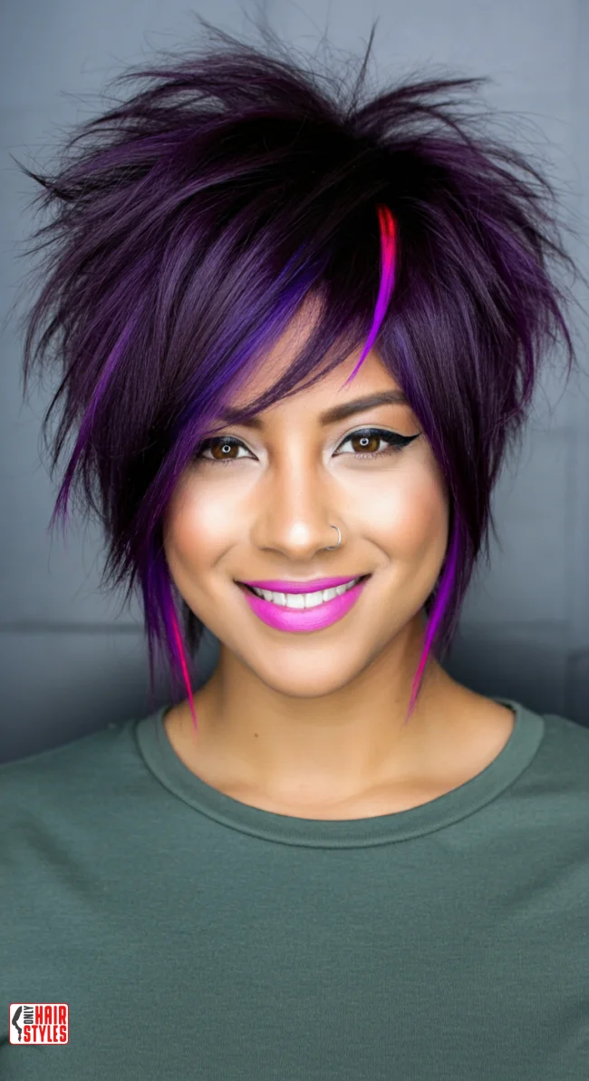 7. Choppy Wolf Cut with Vibrant Streaks | 10 Daring Medium-Length Wolf Cut Ideas For An Edgy Look