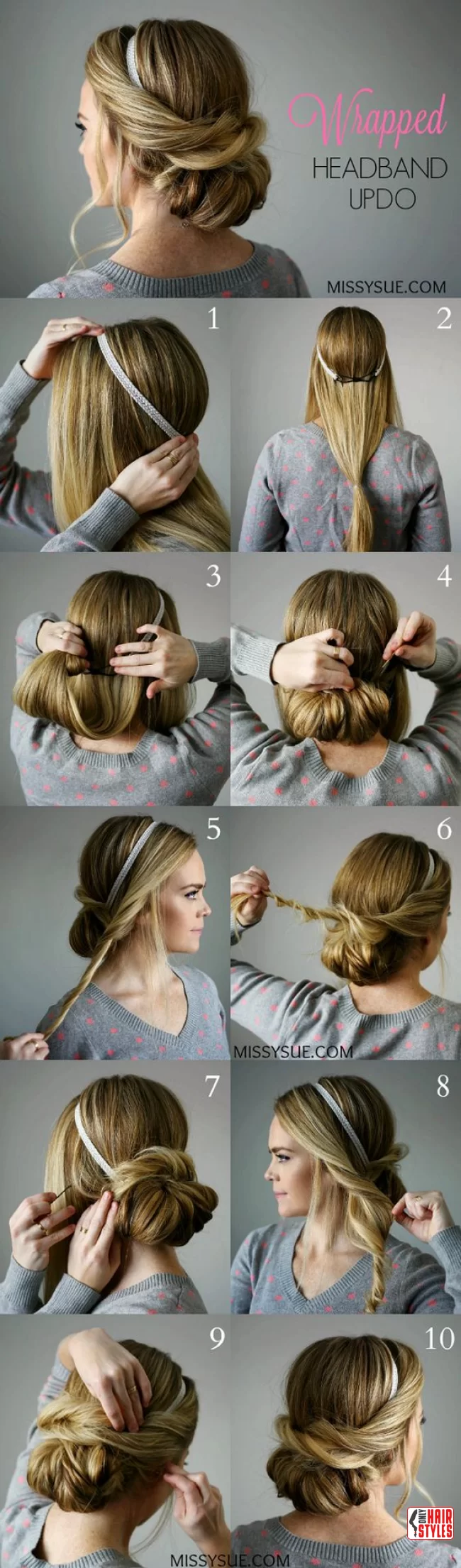 Wrapped Headband Updo | 10 Easy Step By Step Hair Tutorials For Chic Hairstyles