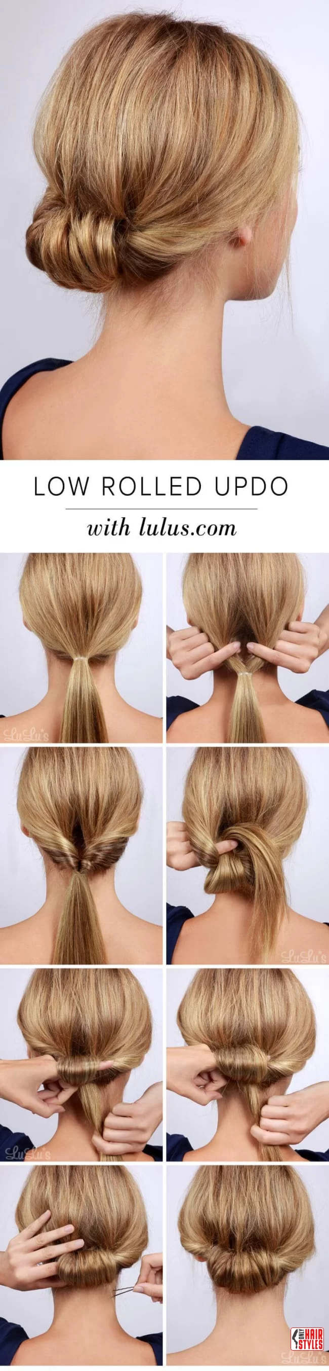 Low Rolled Updo for Long Straight Hair | 10 Easy Step By Step Hair Tutorials For Chic Hairstyles