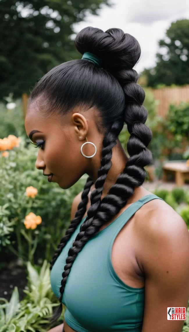 8. Bubble Ponytail with Color Accents | Cute Ponytail Hairstyles For Black Girls: Embrace Your Natural Beauty