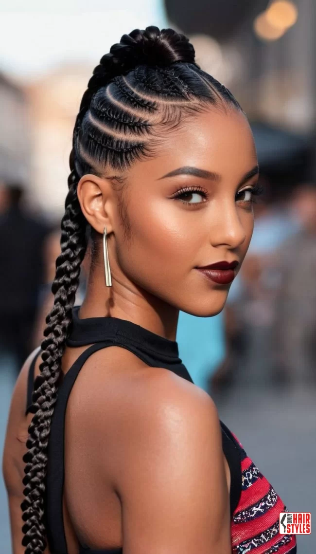 2. Sleek Low Ponytail with Cornrows | Cute Ponytail Hairstyles For Black Girls: Embrace Your Natural Beauty