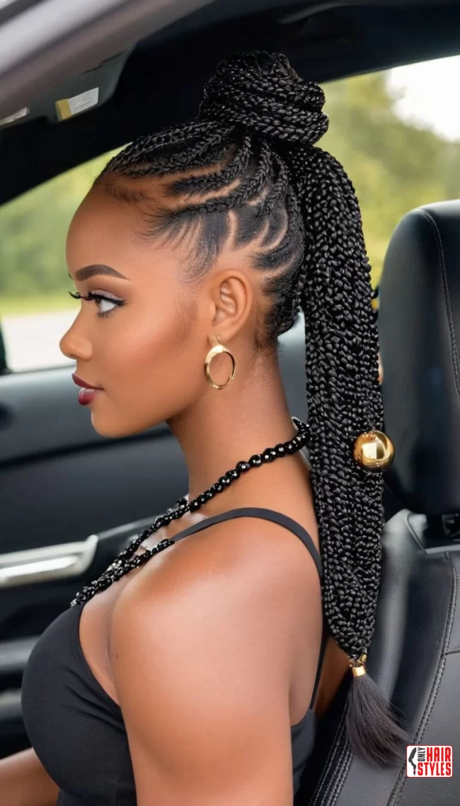 3. Braided Ponytail with Beads | Cute Ponytail Hairstyles For Black Girls: Embrace Your Natural Beauty