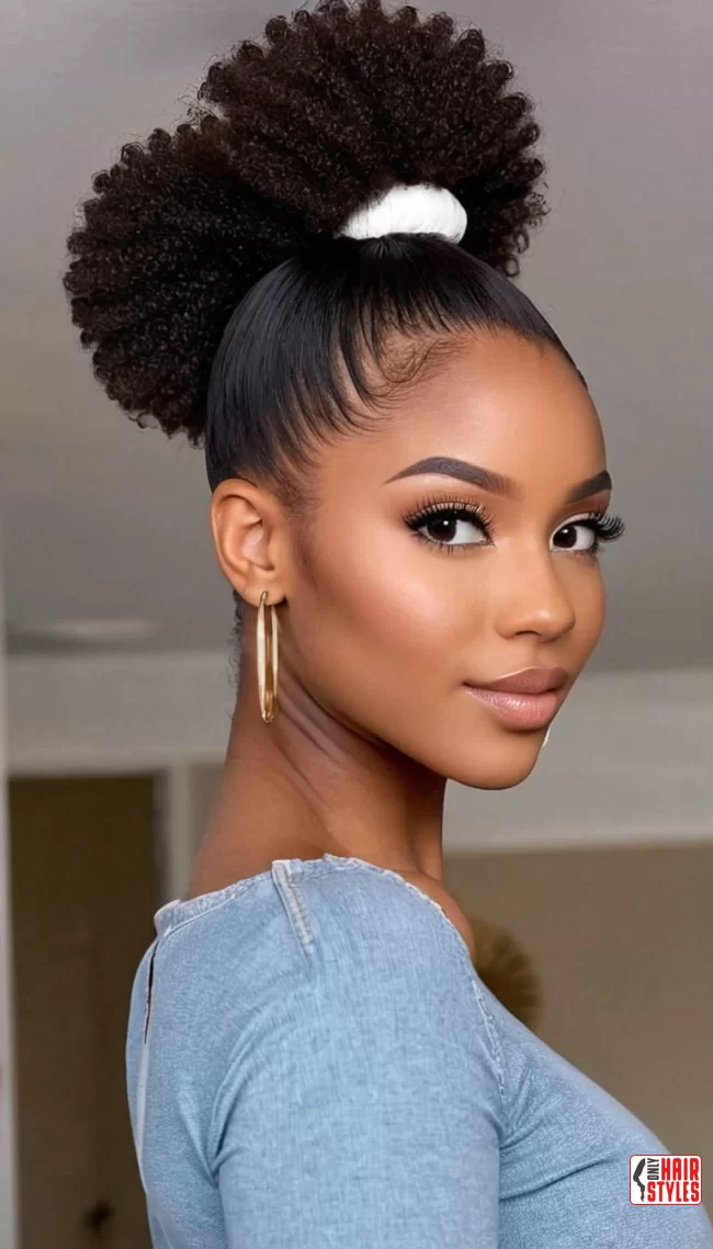 1. High Afro Puff Ponytail | Cute Ponytail Hairstyles For Black Girls: Embrace Your Natural Beauty