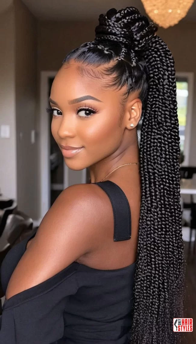 4. Jumbo Box Braid Ponytail | Cute Ponytail Hairstyles For Black Girls: Embrace Your Natural Beauty