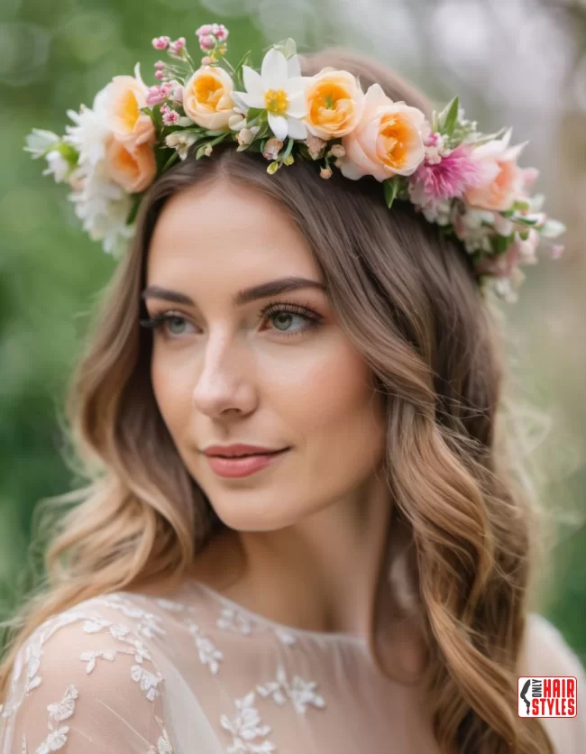 Half-Up Flower Crown | Spring Hairstyles For Long Hair: Fresh Looks