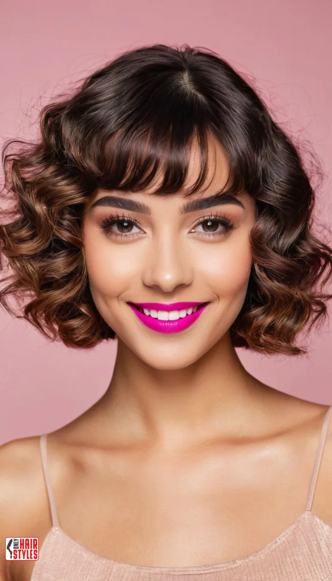 4. Curly Bob with Bangs | 10 Stylish Bob Haircuts For Women With Oval Faces