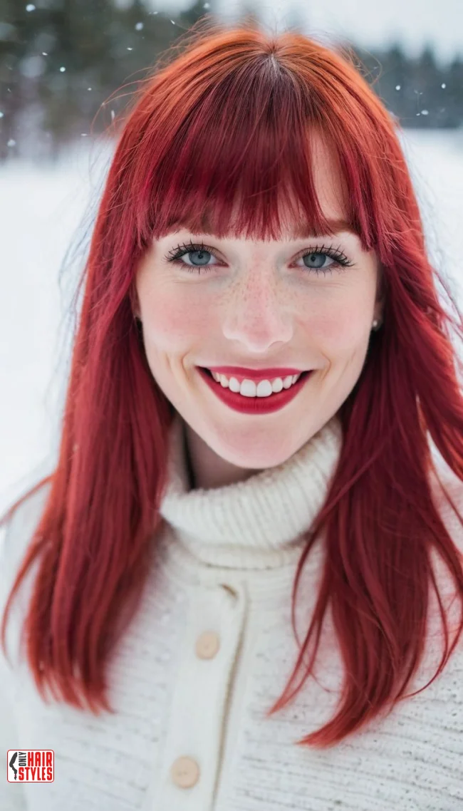 8. Cherry Red Bangs | 10 Red Hair Looks To Warm Up Your Vibe This Winter