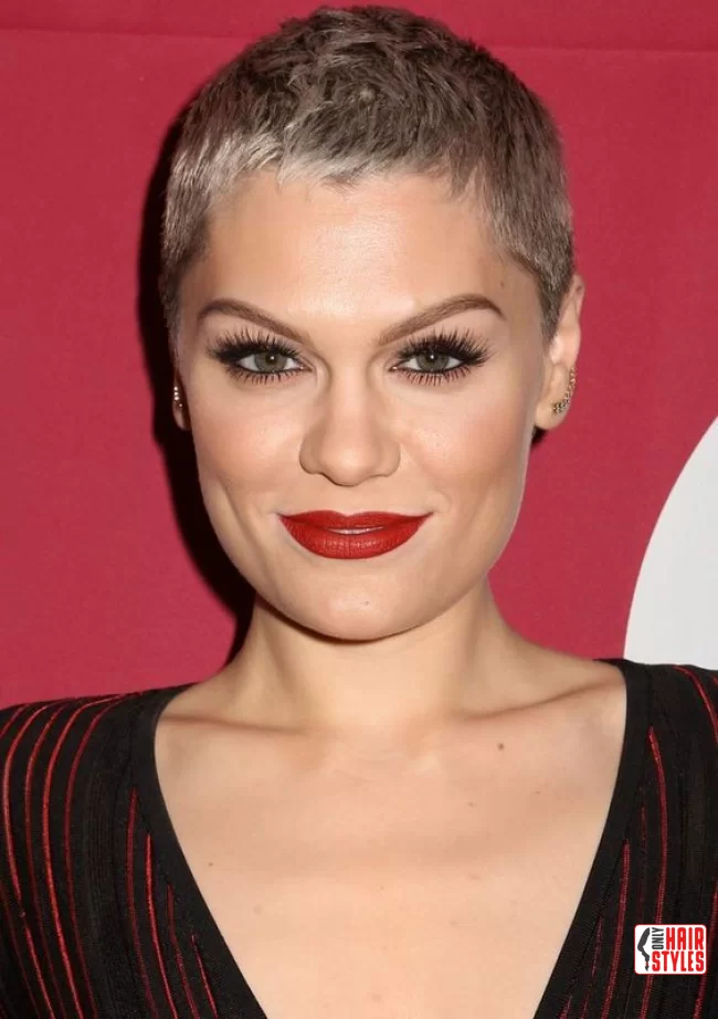 Pop singer Jessie J with a blonde buzz cut: | Bold And Beautiful: Embracing The Trend With A Buzz Cut For Women