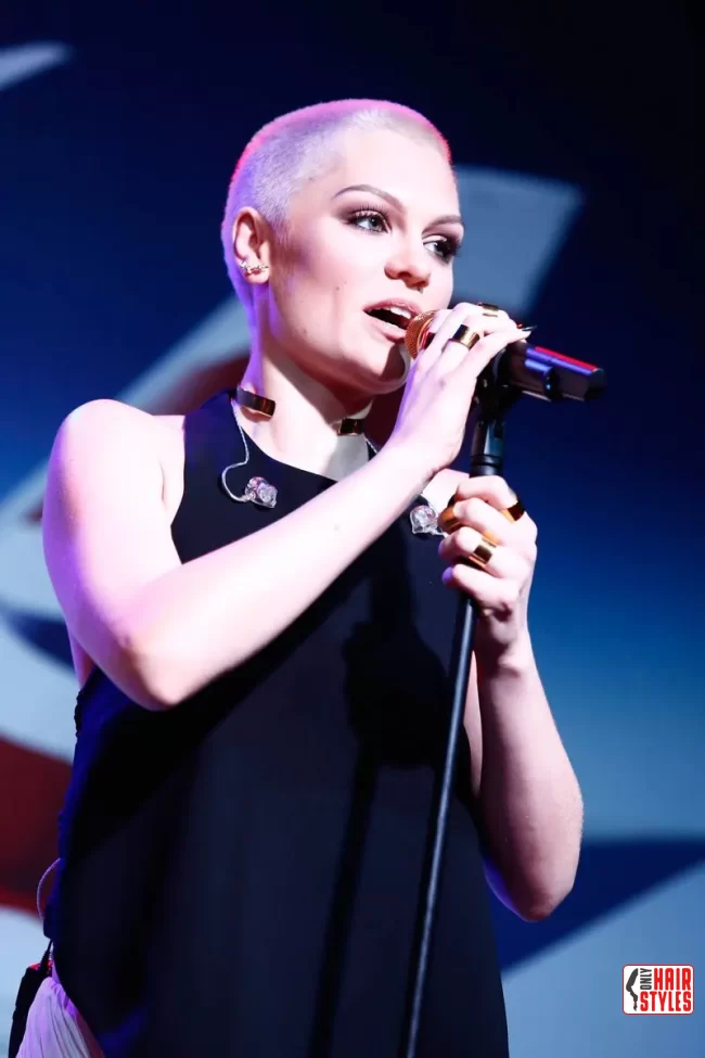 Pop singer Jessie J with a blonde buzz cut: | Bold And Beautiful: Embracing The Trend With A Buzz Cut For Women