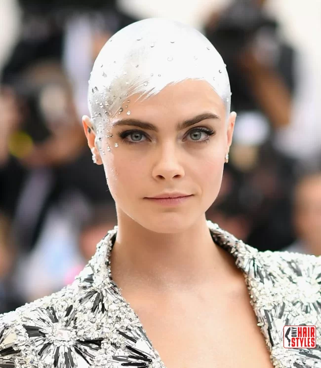 Cara Delevingne with different variations of the very short hairstyle: | Bold And Beautiful: Embracing The Trend With A Buzz Cut For Women
