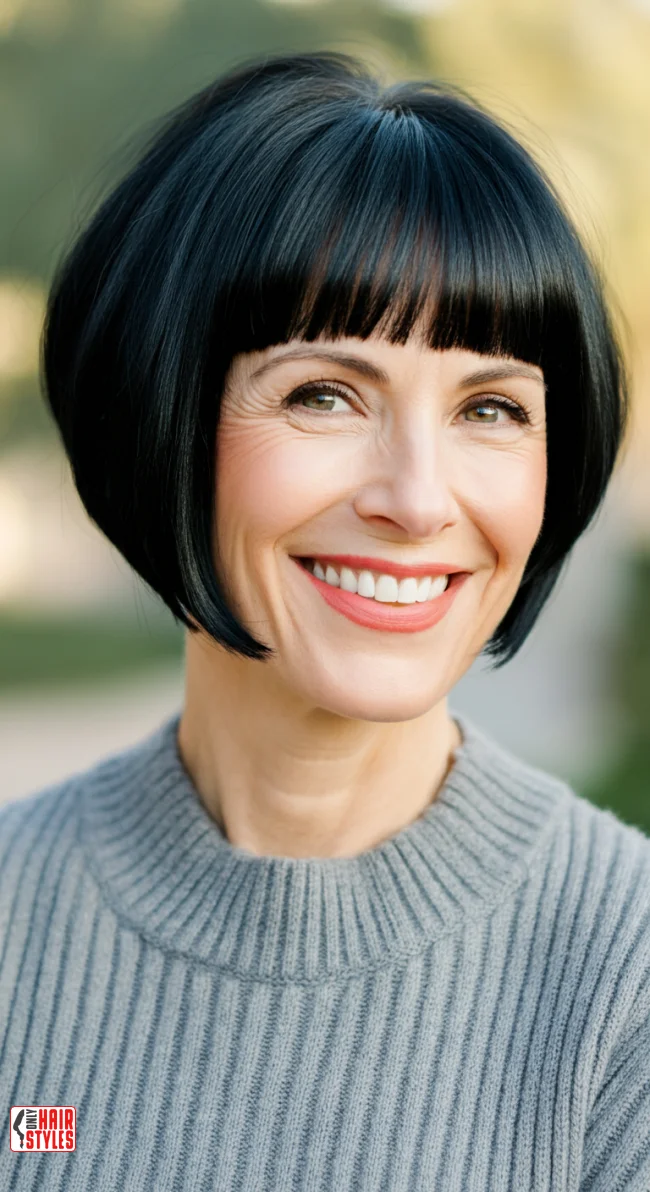 9. Baby Bangs with a Sleek Bob | 10 Chic Hairstyles With Bangs For Women Over 50