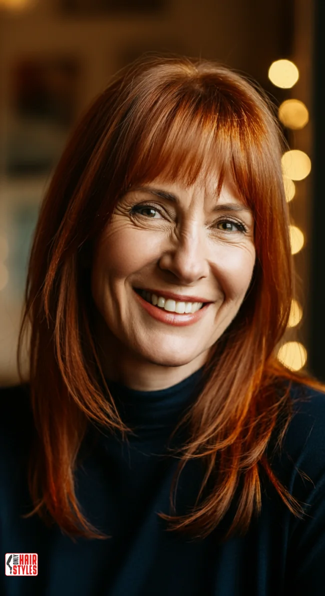 6. Curtain Bangs with Medium-Length Hair | 10 Chic Hairstyles With Bangs For Women Over 50