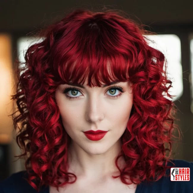 40. Curly Hair with Red Bangs | 60 Best Curly Hairstyles With Bangs For A Stunning Look!
