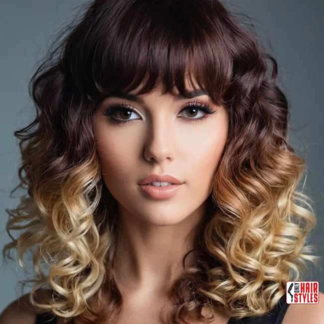 51.&nbsp;Ombre Hair with Bangs | 60 Best Curly Hairstyles With Bangs For A Stunning Look!