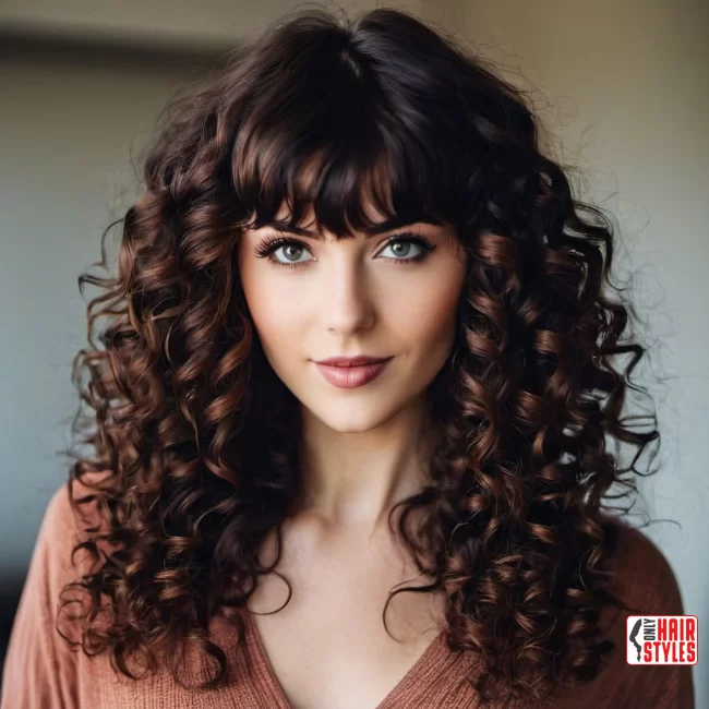 1. Long Curly Hair with Bangs | 60 Best Curly Hairstyles With Bangs For A Stunning Look!