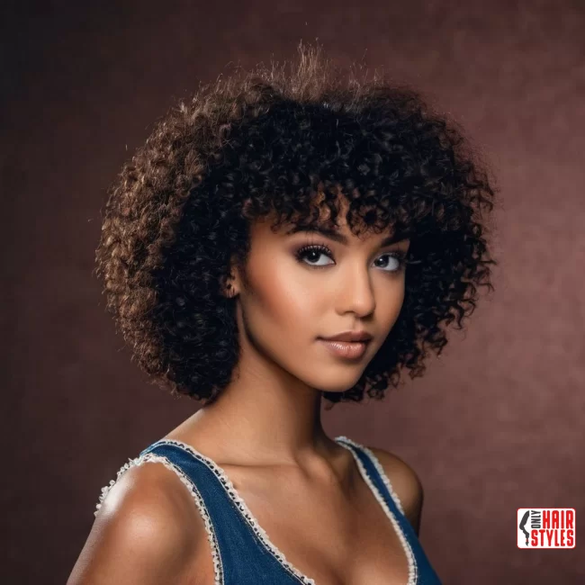 39. Short Afro-hair with Bangs | 60 Best Curly Hairstyles With Bangs For A Stunning Look!