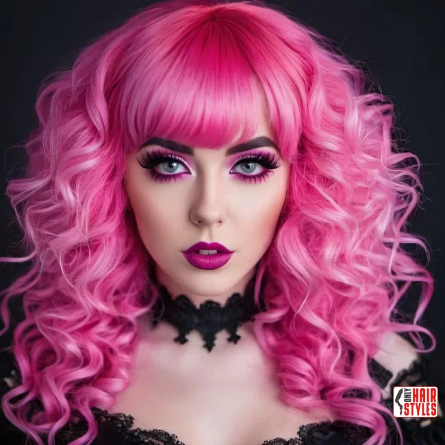 42. Pink Curls with Bangs | 60 Best Curly Hairstyles With Bangs For A Stunning Look!