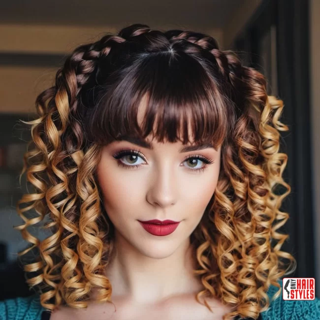 8. Curly Hair Braid with Bangs | 60 Best Curly Hairstyles With Bangs For A Stunning Look!