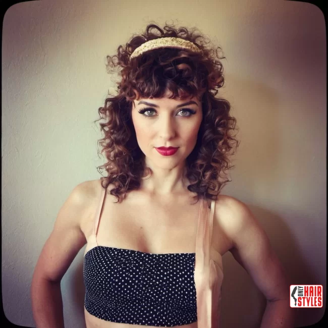 22. Curly Hair with Headband | 60 Best Curly Hairstyles With Bangs For A Stunning Look!