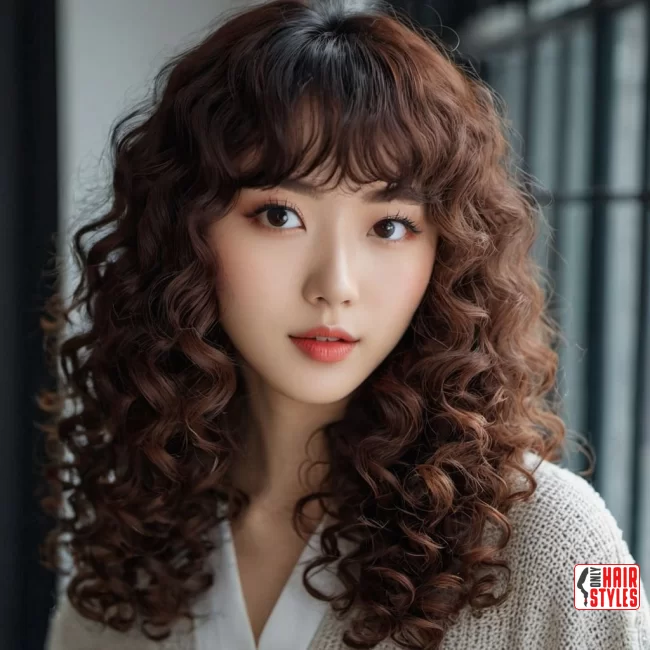 9. Korean Curly Hair with Bangs | 60 Best Curly Hairstyles With Bangs For A Stunning Look!
