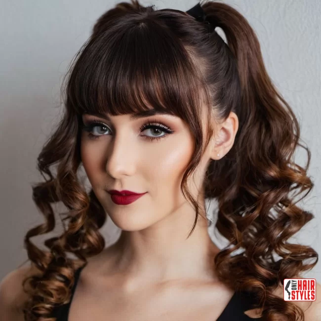 10. Curly Ponytail with Bangs | 60 Best Curly Hairstyles With Bangs For A Stunning Look!