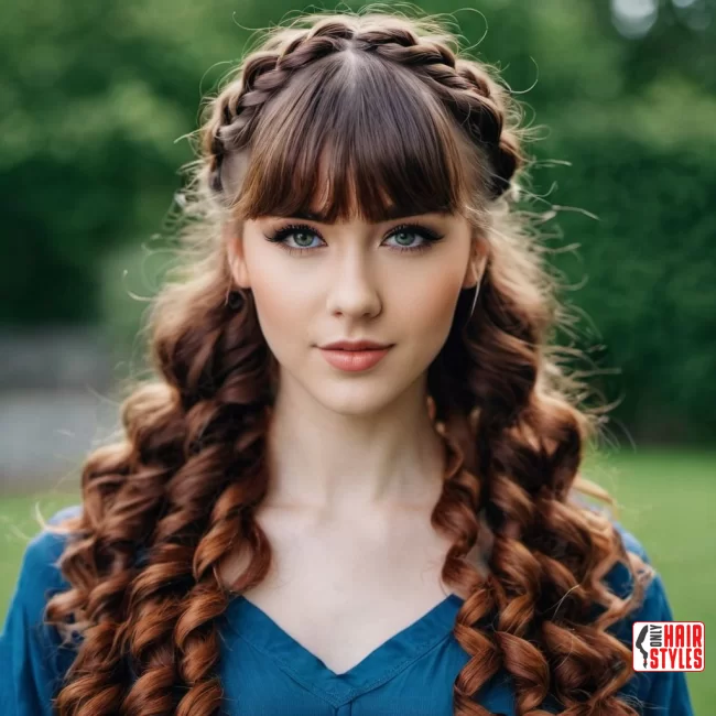 8. Curly Hair Braid with Bangs | 60 Best Curly Hairstyles With Bangs For A Stunning Look!