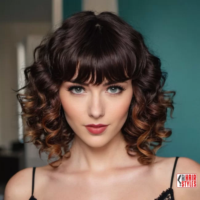 37. Defined French Bangs | 60 Best Curly Hairstyles With Bangs For A Stunning Look!