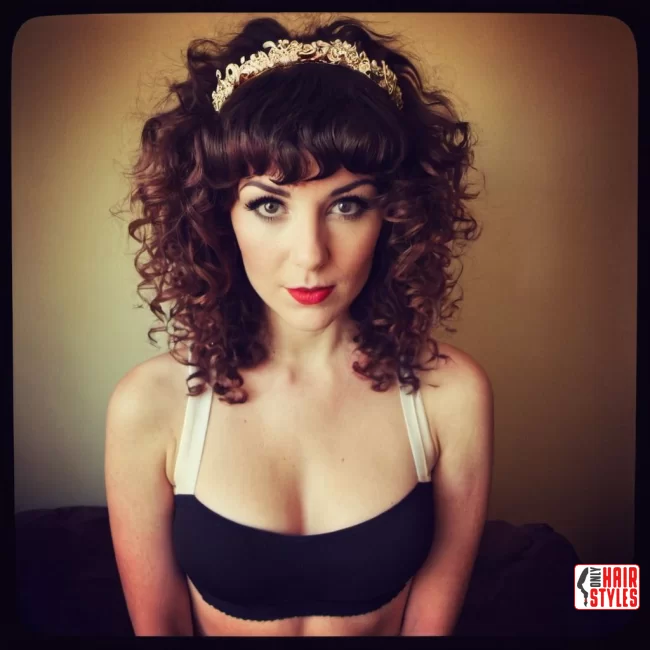 22. Curly Hair with Headband | 60 Best Curly Hairstyles With Bangs For A Stunning Look!
