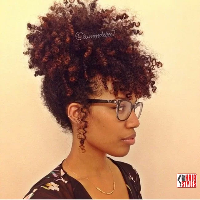 36. Curly Puff with Bang | 60 Best Curly Hairstyles With Bangs For A Stunning Look!