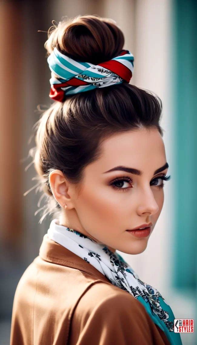 Top Knot Elegance | Scarf Chic: Elevate Your Style With A Scarf In Your Hair