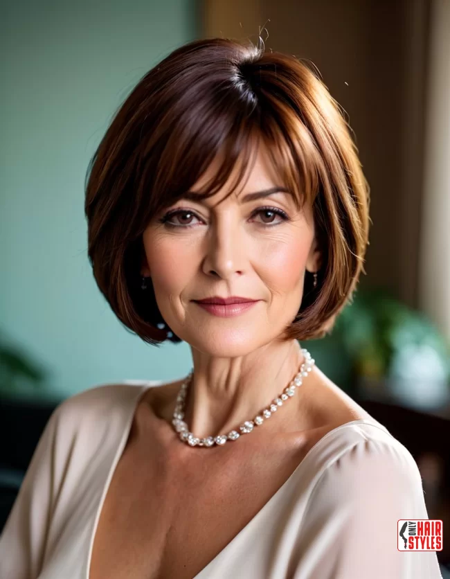 Side-Swept Bangs | Layered Bob Hairstyles For Women Over 50 With Fine Hair