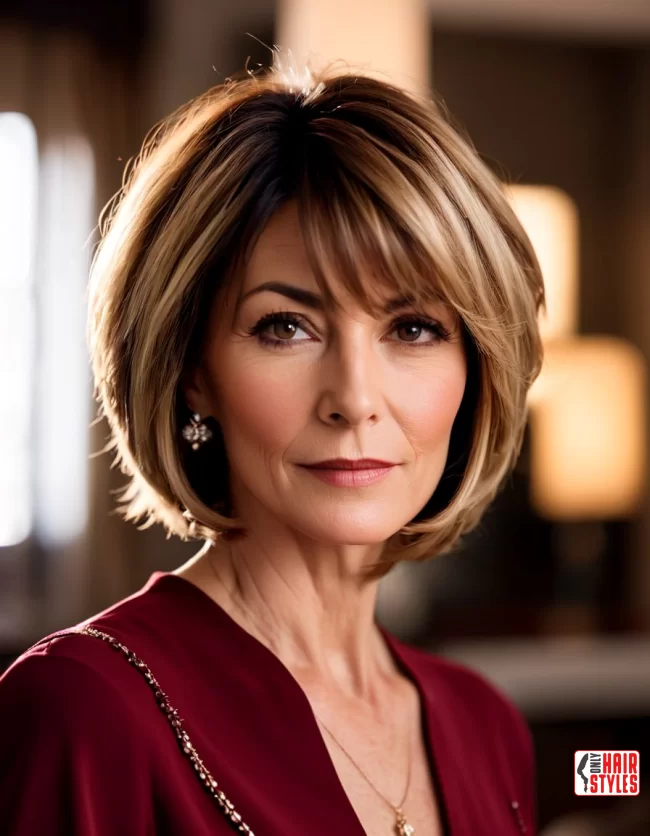 Side-Swept Bangs | Layered Bob Hairstyles For Women Over 50 With Fine Hair