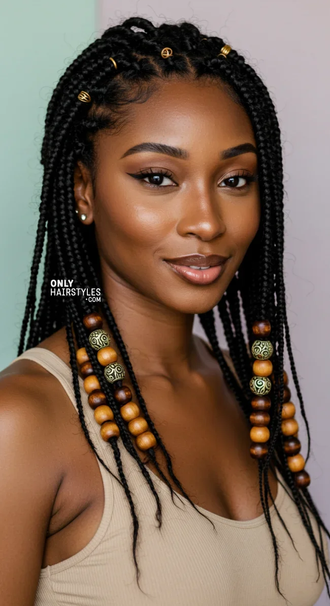 3. Box Braids with Beads | 10 Gorgeous Ways To Style Box Braids