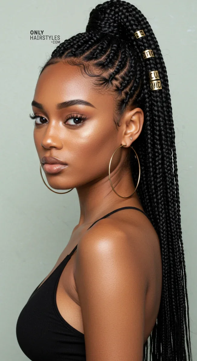 1. High Ponytail Box Braids | 10 Gorgeous Ways To Style Box Braids