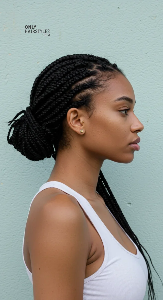 9. Box Braids in a Low Bun | 10 Gorgeous Ways To Style Box Braids