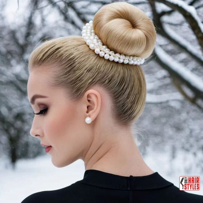 Ballerina Bun with Pearls | Winter Blonde Hairstyles: 20 Chic Ways To Flaunt This Hair Color