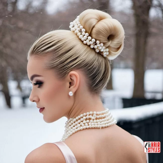 Ballerina Bun with Pearls | Winter Blonde Hairstyles: 20 Chic Ways To Flaunt This Hair Color