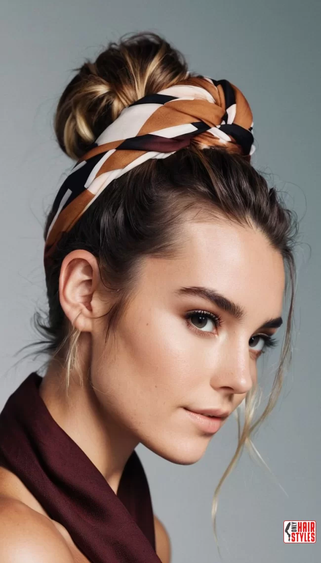 Messy Bun Wrap | Chic And Trendy: 24 Hairstyle Ideas Using A Scarf