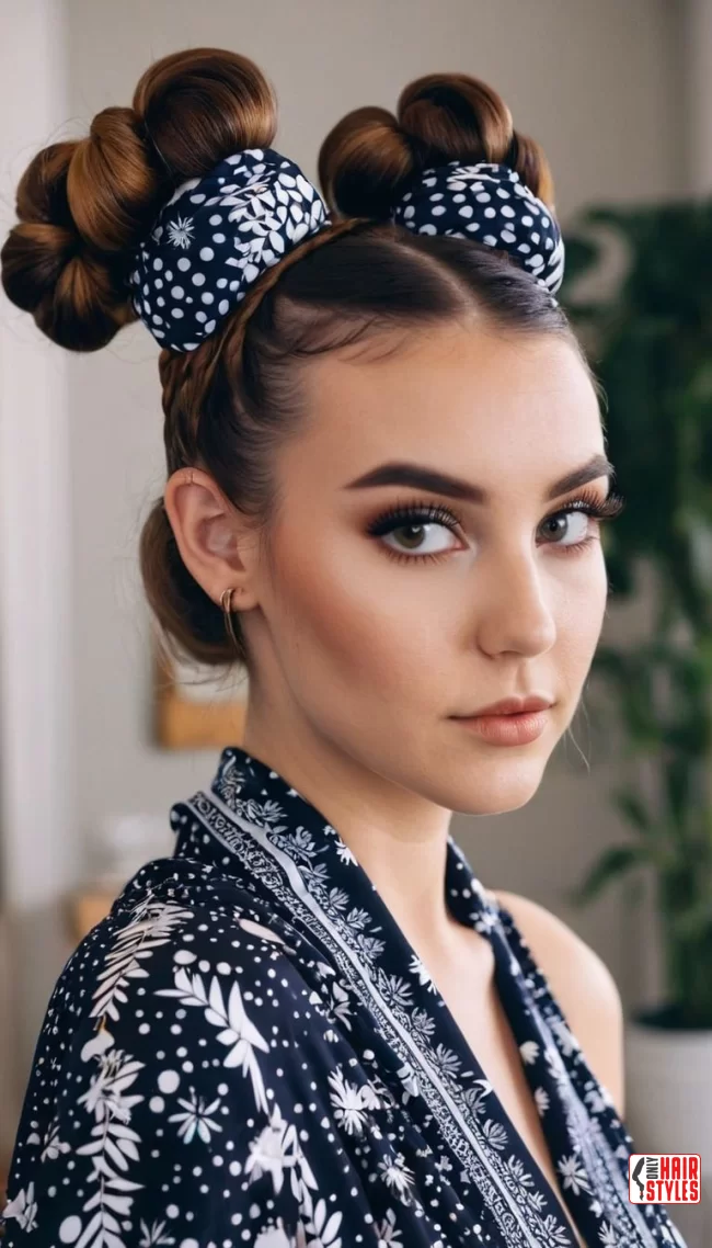 Scarf Wrapped Space Buns | Chic And Trendy: 24 Hairstyle Ideas Using A Scarf