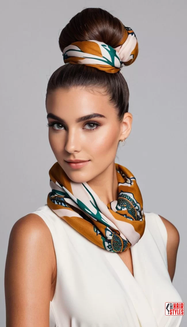 Scarf Wrapped Chignon | Chic And Trendy: 24 Hairstyle Ideas Using A Scarf
