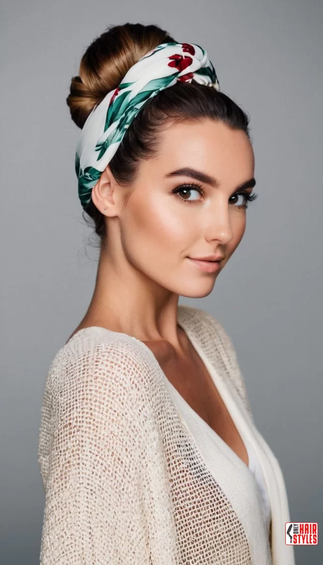 Low Bun with Scarf Wrap | Chic And Trendy: 24 Hairstyle Ideas Using A Scarf