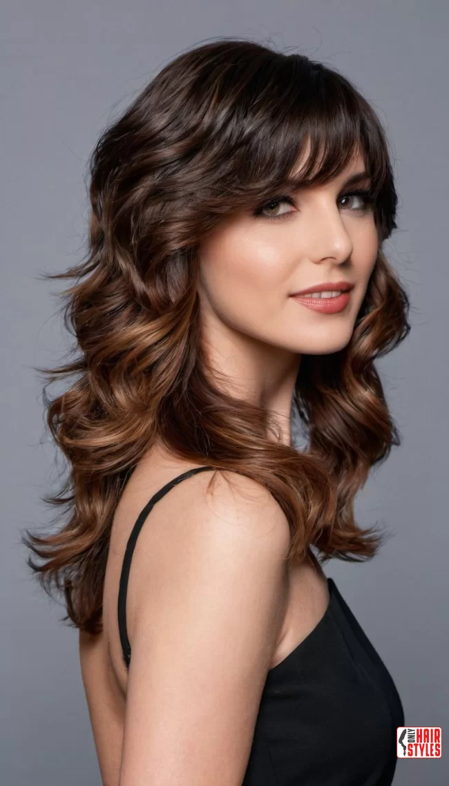 Layered Waves with Long Bangs | 30 Low-Maintenance Medium-Length Hairstyles With Bangs