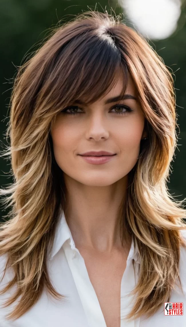 Tousled Layers with Long Side Bangs | 30 Low-Maintenance Medium-Length Hairstyles With Bangs