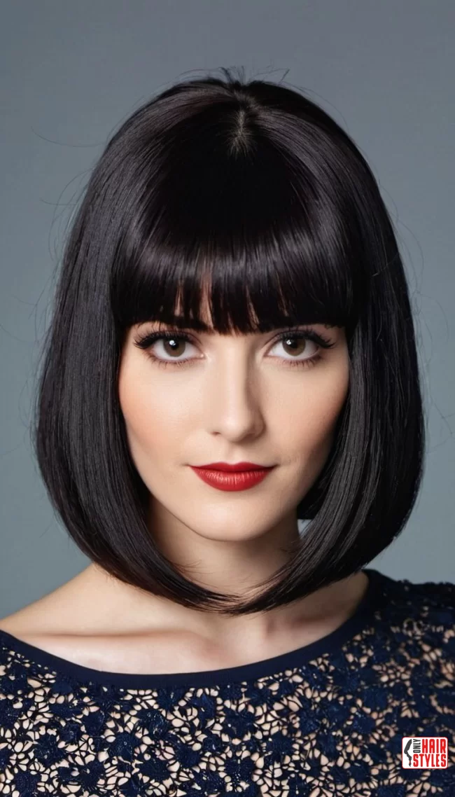 Shoulder-Length Bob with Blunt Bangs | 30 Low-Maintenance Medium-Length Hairstyles With Bangs