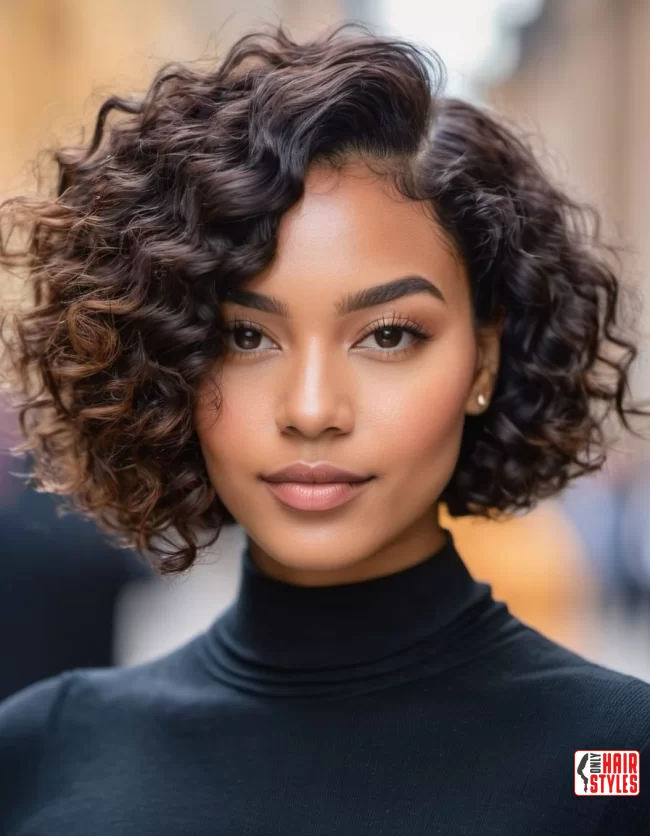 Curly Bob | Short Natural Haircuts For Black Women With Round Faces