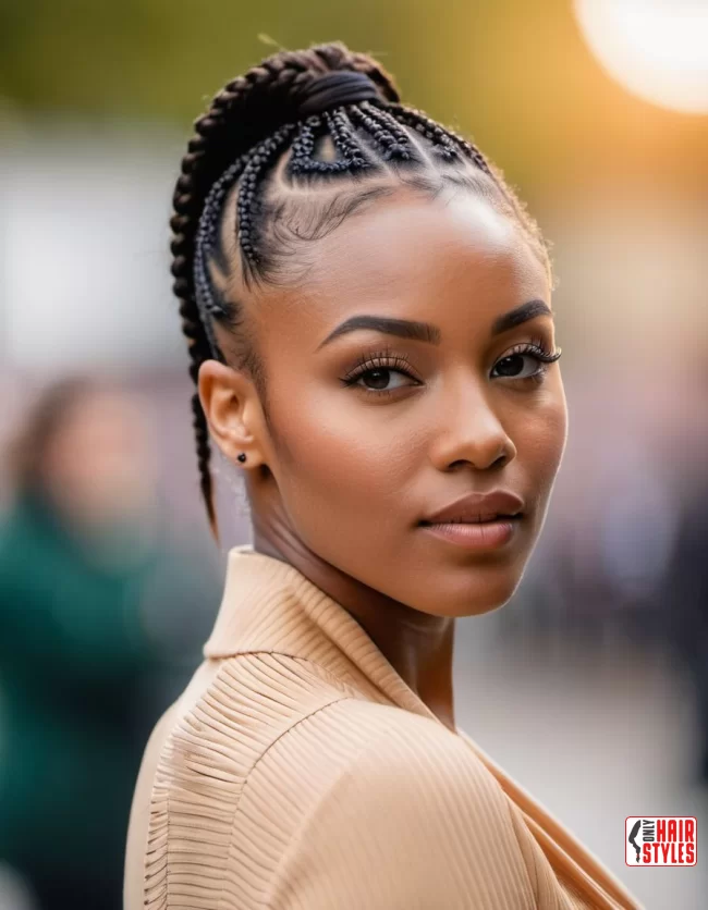 Cornrow Ponytail | Short Natural Haircuts For Black Women With Round Faces