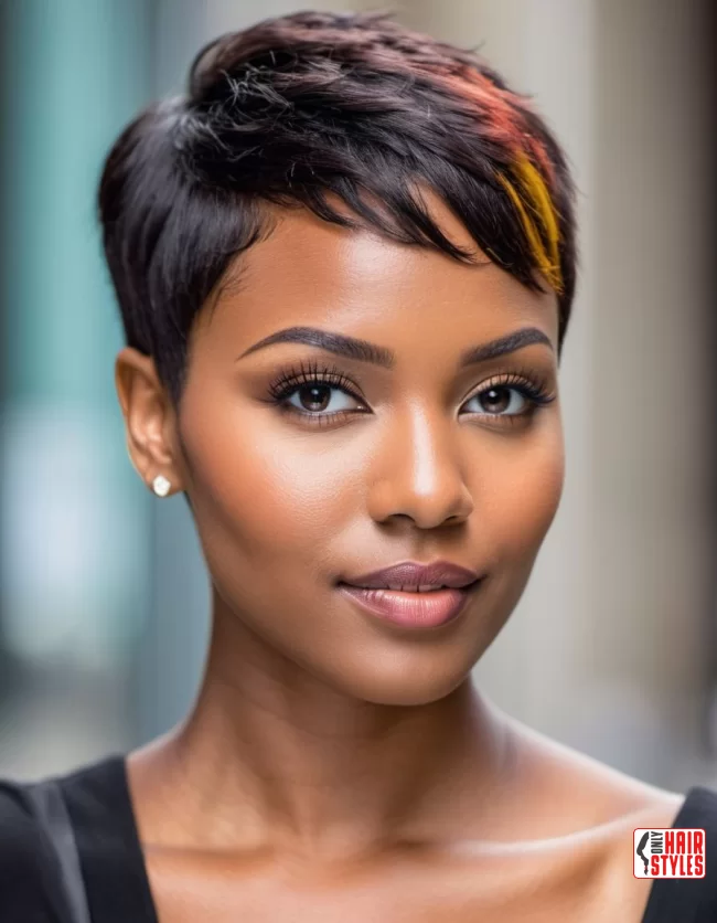 Pixie Cut with Side Bangs | Short Natural Haircuts For Black Women With Round Faces