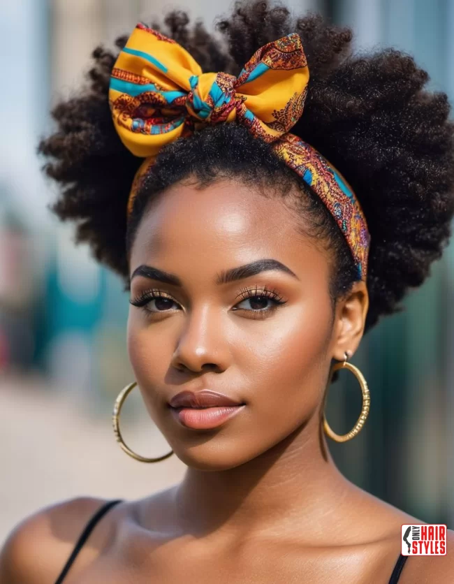Afro Puff with Headband | Short Natural Haircuts For Black Women With Round Faces
